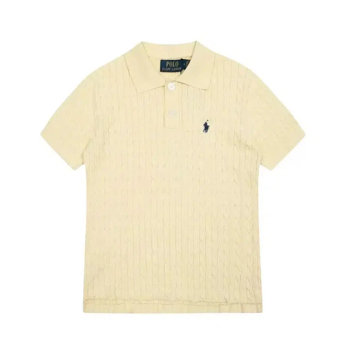 [BUNJANG] Polo Ralph Lauren Cable Knit Short Sleeve T-shirt / 폴로랄프로렌 여성꽈배기 폴로니트 반팔티셔츠 박시핏