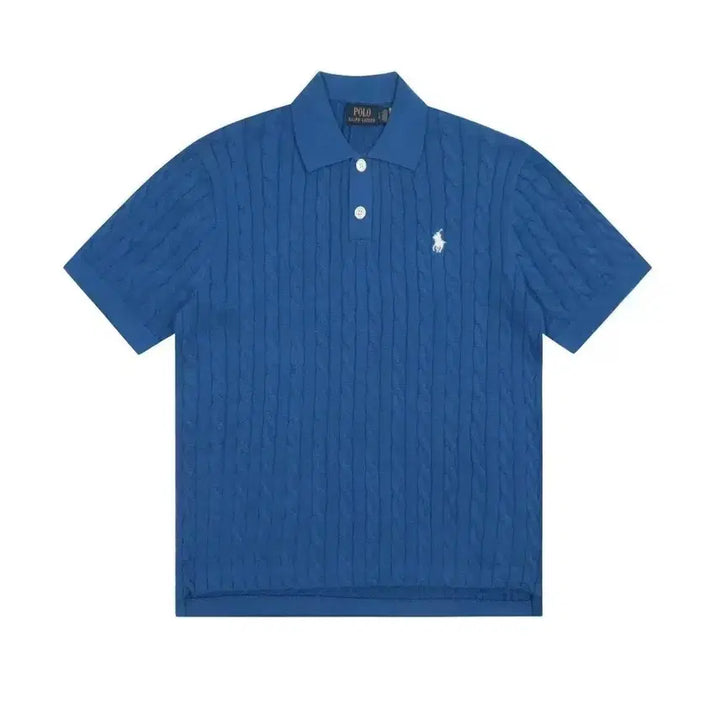 [BUNJANG] Polo Ralph Lauren Cable Knit Short Sleeve T-shirt / 폴로랄프로렌 여성꽈배기 폴로니트 반팔티셔츠 박시핏