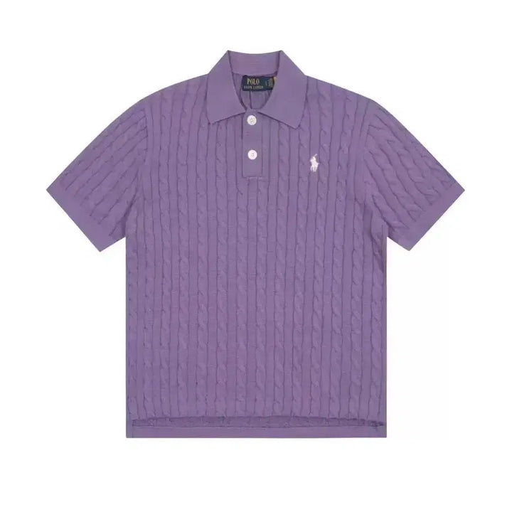 [BUNJANG] Polo Ralph Lauren Cable Knit Short Sleeve T-shirt / 폴로랄프로렌 여성꽈배기 폴로니트 반팔티셔츠 박시핏