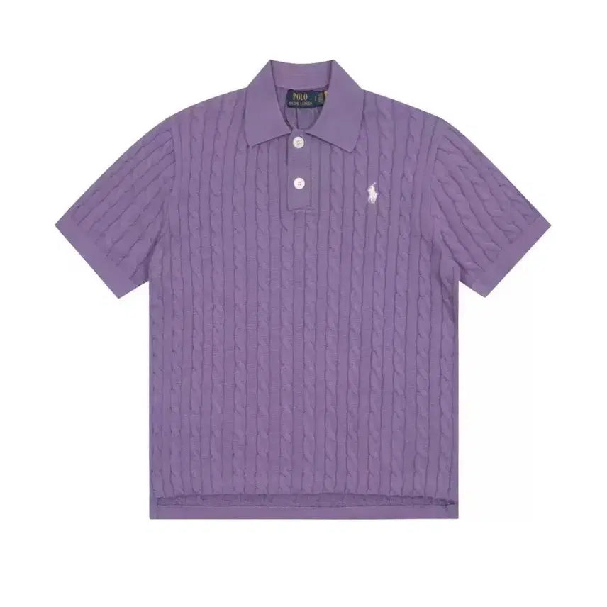 [BUNJANG] Polo Ralph Lauren Cable Knit Short Sleeve T-shirt / 폴로랄프로렌 여성꽈배기 폴로니트 반팔티셔츠 박시핏