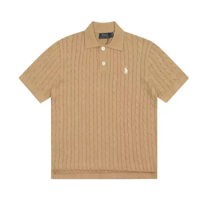 [BUNJANG] Polo Ralph Lauren Cable Knit Short Sleeve T-shirt / 폴로랄프로렌 여성꽈배기 폴로니트 반팔티셔츠 박시핏