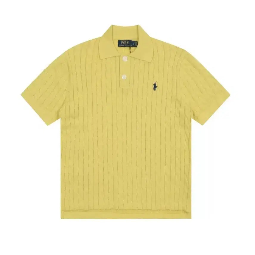 [BUNJANG] Polo Ralph Lauren Cable Knit Short Sleeve T-shirt / 폴로랄프로렌 여성꽈배기 폴로니트 반팔티셔츠 박시핏