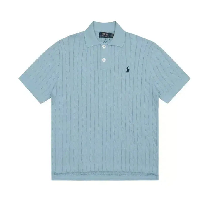 [BUNJANG] Polo Ralph Lauren Cable Knit Short Sleeve T-shirt / 폴로랄프로렌 여성꽈배기 폴로니트 반팔티셔츠 박시핏