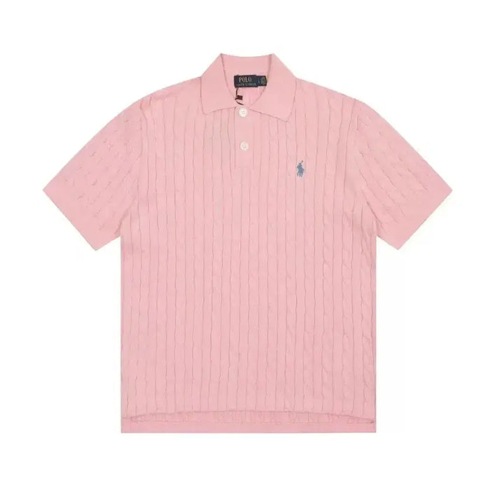 [BUNJANG] Polo Ralph Lauren Cable Knit Short Sleeve T-shirt / 폴로랄프로렌 여성꽈배기 폴로니트 반팔티셔츠 박시핏