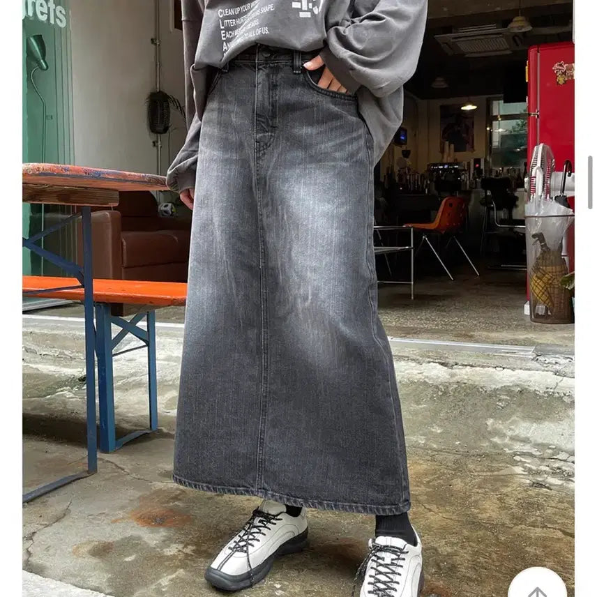 [BUNJANG] Dangdang Girl Long Denim Skirt / 빅사이즈 당당걸 롱청치마