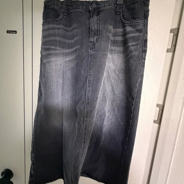 [BUNJANG] Dangdang Girl Long Denim Skirt / 빅사이즈 당당걸 롱청치마