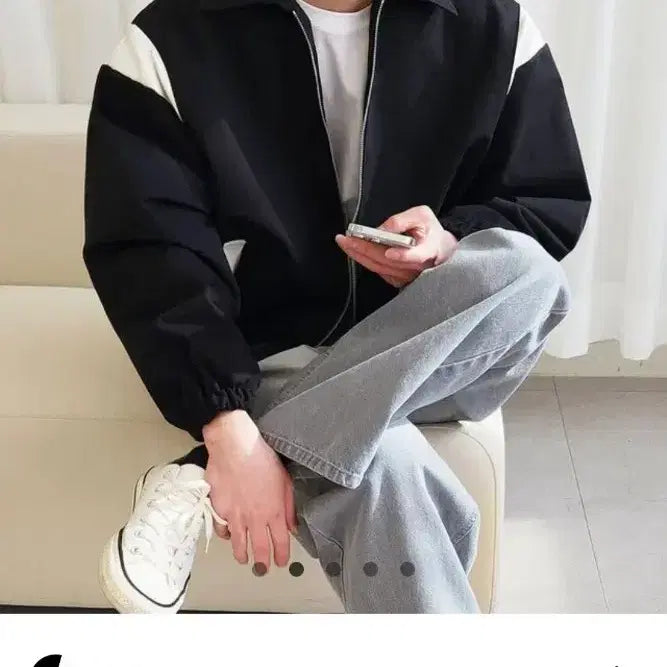 [BUNJANG] Fin&amp;Look Cotton Varsity Jacket / [F]핀앤룩 코튼 바시티 자켓