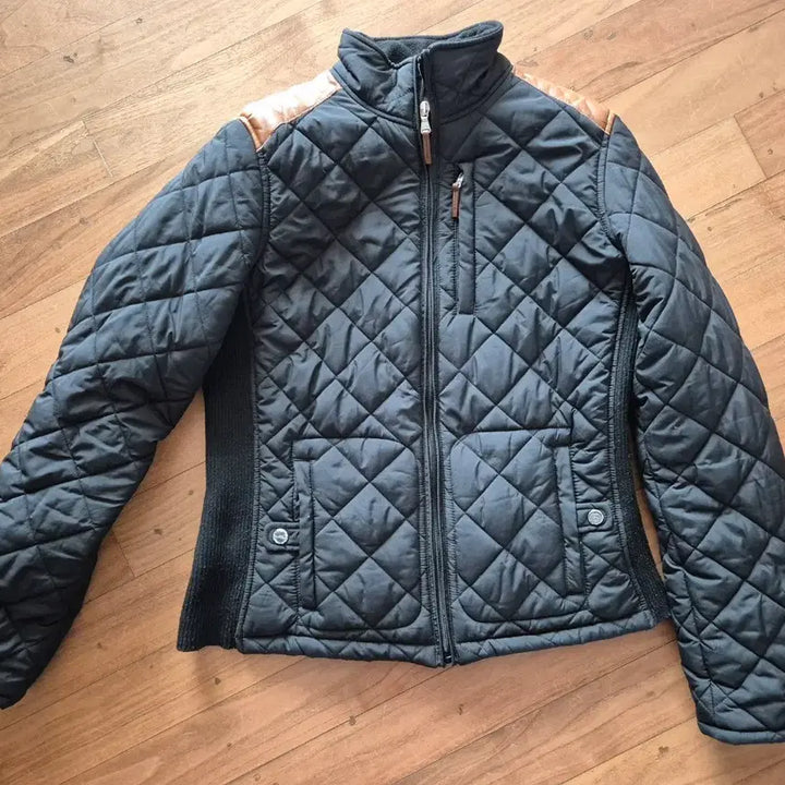 [BUNJANG] Ralph Lauren Black Quilted Jacket with Leather Detail / 랄프로렌  퀼팅 자켓 블랙(가죽 디테일)