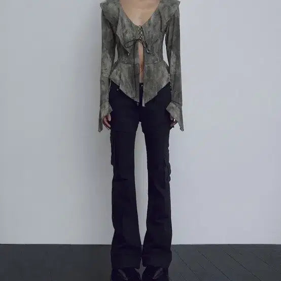 [BUNJANG] Bohemian Seoul Ruffle Blouse Brown / 보헤미안서울 러플 블라우스 브라운