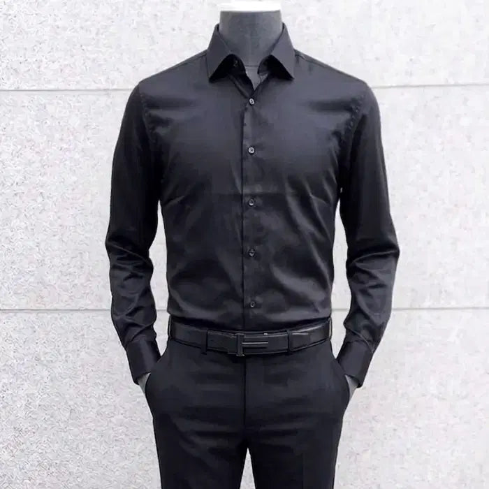 [BUNJANG] Ziozia And Z Solid Black Dress Shirt / 지오지아 And Z / 앤드지 솔리드 블랙 드레스 셔츠 / 100