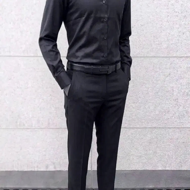 [BUNJANG] Ziozia And Z Solid Black Dress Shirt / 지오지아 And Z / 앤드지 솔리드 블랙 드레스 셔츠 / 100