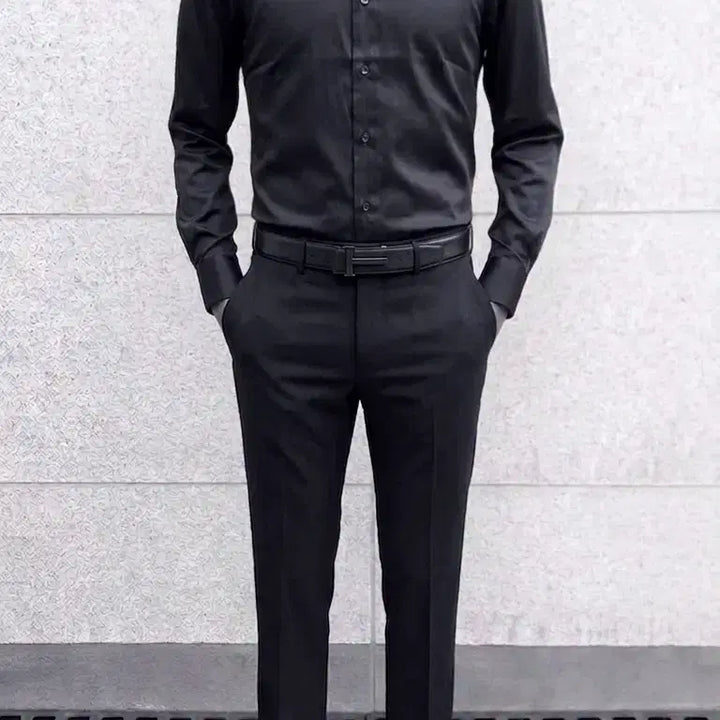 [BUNJANG] Ziozia And Z Solid Black Dress Shirt / 지오지아 And Z / 앤드지 솔리드 블랙 드레스 셔츠 / 100