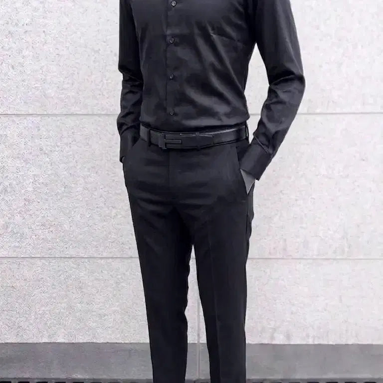 [BUNJANG] Ziozia And Z Solid Black Dress Shirt / 지오지아 And Z / 앤드지 솔리드 블랙 드레스 셔츠 / 100