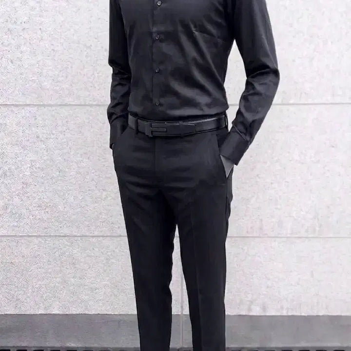 [BUNJANG] Ziozia And Z Solid Black Dress Shirt / 지오지아 And Z / 앤드지 솔리드 블랙 드레스 셔츠 / 100