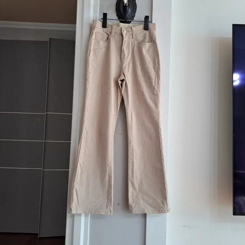 [BUNJANG] Beige Cotton Bootcut Pants - Size S / 베이지 부츠컷 면바지 S