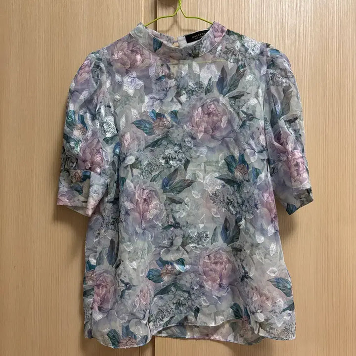 [BUNJANG] Floral Print Short Sleeve Blouse / [ 새상품 / 플라워 반팔 블라우스 블루 ]