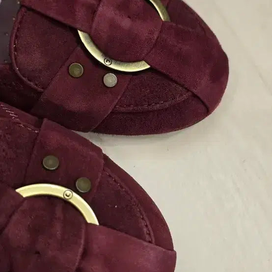 [BUNJANG] Rockport Wedge Shoes Burgundy Leather Size 245 / 락포트 웨지 구두 245 세무가죽 버건디 색상