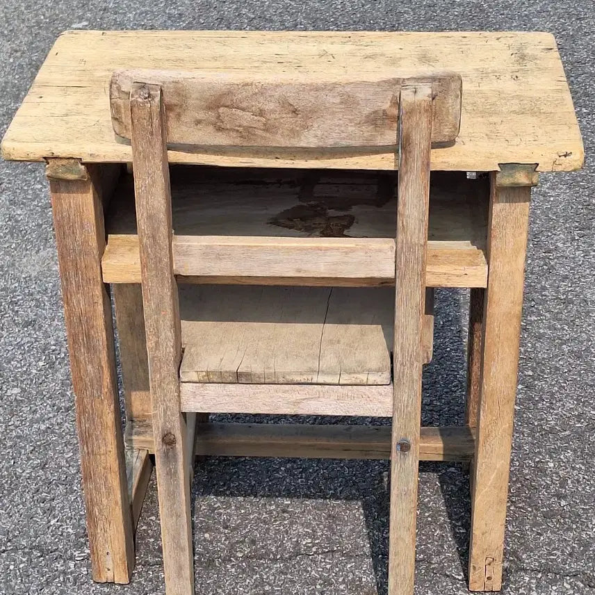 [BUNJANG] Vintage Elementary School Wooden Chair and Desk / 근대사 수집 자료 옛날 국민학교 나무 의자 걸상