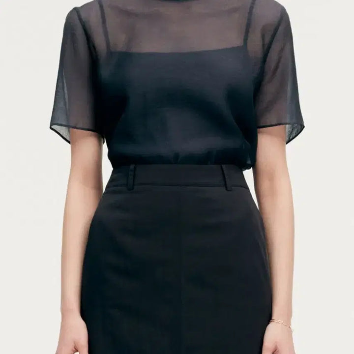[BUNJANG] SIE Pale Sheer Navy Blouse (Size S) with Silky Inner Camisole / (새상품) SIE 페일 시어 네이비 S +실키 이너슬리브리스 일괄