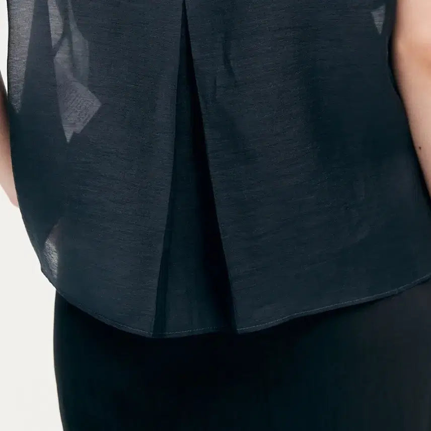 [BUNJANG] SIE Pale Sheer Navy Blouse (Size S) with Silky Inner Camisole / (새상품) SIE 페일 시어 네이비 S +실키 이너슬리브리스 일괄