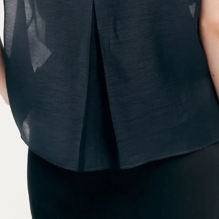 [BUNJANG] SIE Pale Sheer Navy Blouse (Size S) with Silky Inner Camisole / (새상품) SIE 페일 시어 네이비 S +실키 이너슬리브리스 일괄