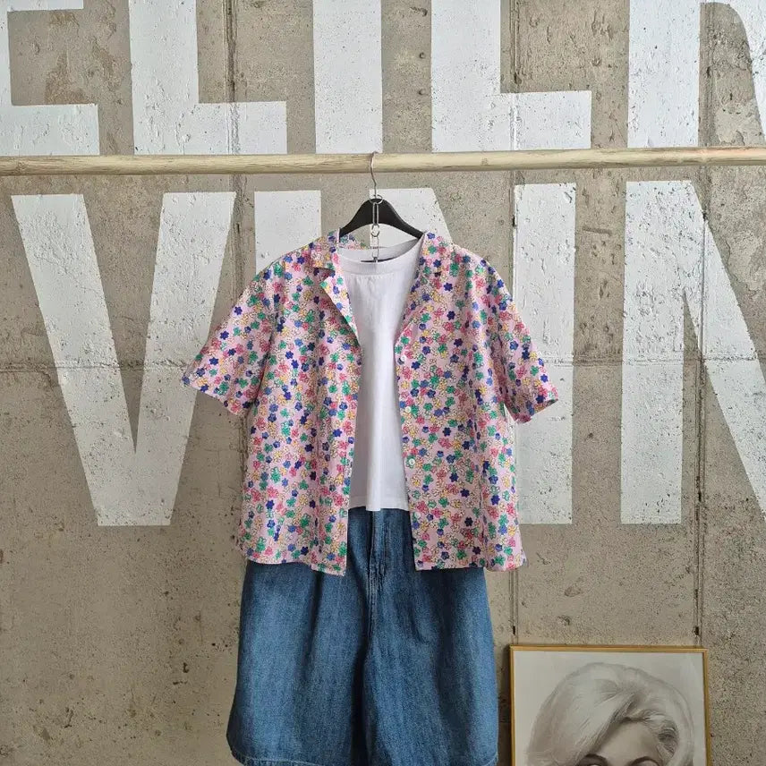 [BUNJANG] Floral Print Short Sleeve Shirt / 꽃무늬 반팔 셔츠