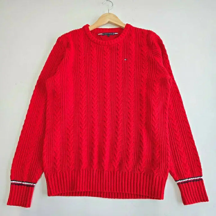 [BUNJANG] Tommy Hilfiger Kids Red Cable Knit Sweater 176 / 타미힐피거 케이블 스웨터 레드 (키즈 176)