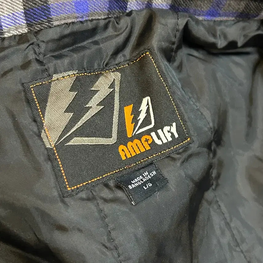 [BUNJANG] Amplify Vintage Quilted Button Hooded Shirt Jacket Burberry Check / Amplify JPN 일본 빈티지 퀼팅 버튼 후드셔켓 자켓 버버리체크