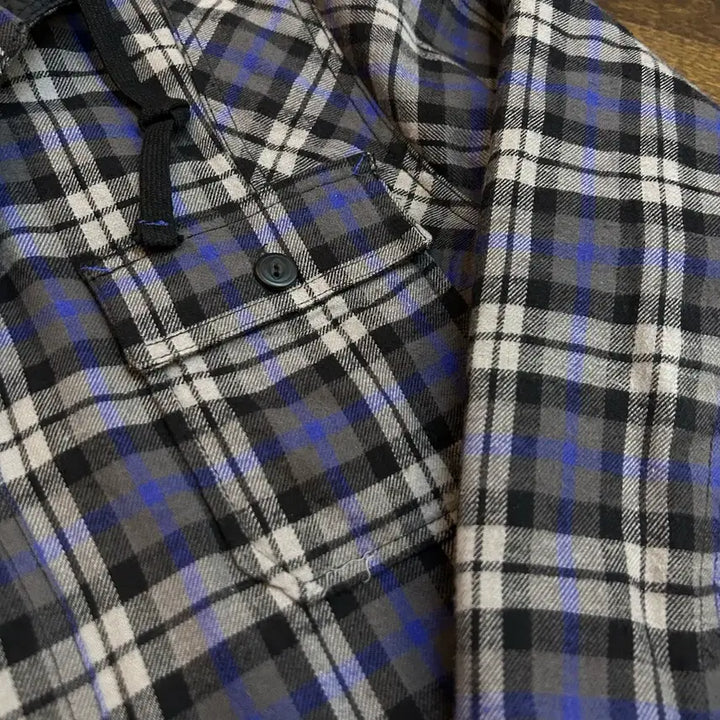 [BUNJANG] Amplify Vintage Quilted Button Hooded Shirt Jacket Burberry Check / Amplify JPN 일본 빈티지 퀼팅 버튼 후드셔켓 자켓 버버리체크