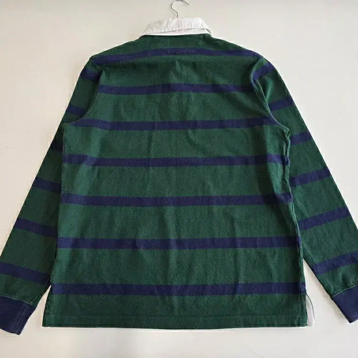 [BUNJANG] Polo Ralph Lauren Striped Rugby Collar Shirt / 폴로 랄프로렌 스트라이프 코튼 럭비 카라 셔츠 그린/네이비