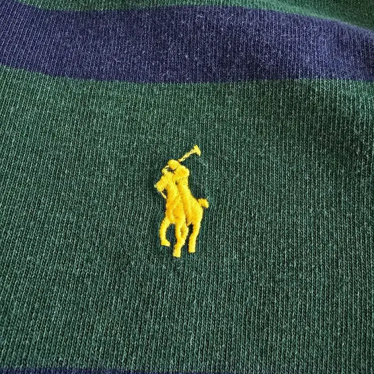 [BUNJANG] Polo Ralph Lauren Striped Rugby Collar Shirt / 폴로 랄프로렌 스트라이프 코튼 럭비 카라 셔츠 그린/네이비
