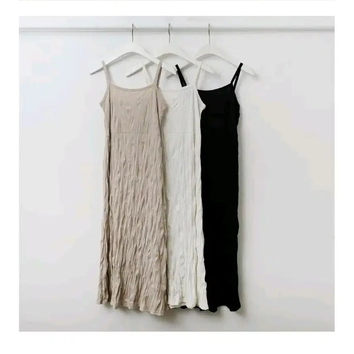 [BUNJANG] Victory Pleated Dress / 빅토리 나시 주름 원피스 (화이트/블랙)