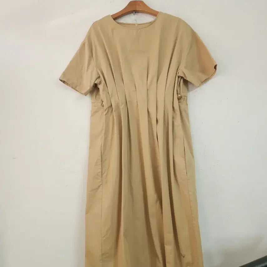 [BUNJANG] Beige Cotton Long Dress / 베이지색 면 롱 원피스