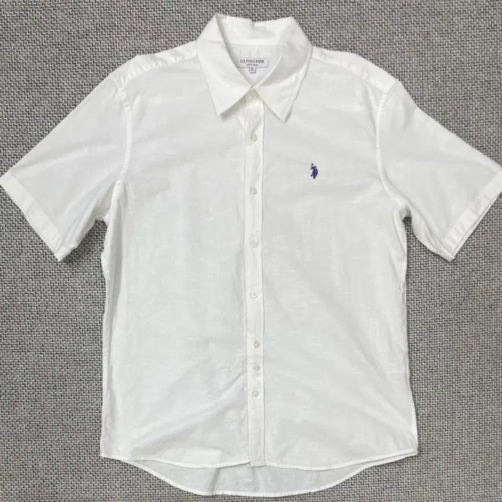 [BUNJANG] U.S. POLO ASSN. White Linen Blend Short Sleeve Shirt / U.S. POLO ASSN. 화이트 린넨 혼방 반팔 셔츠 105