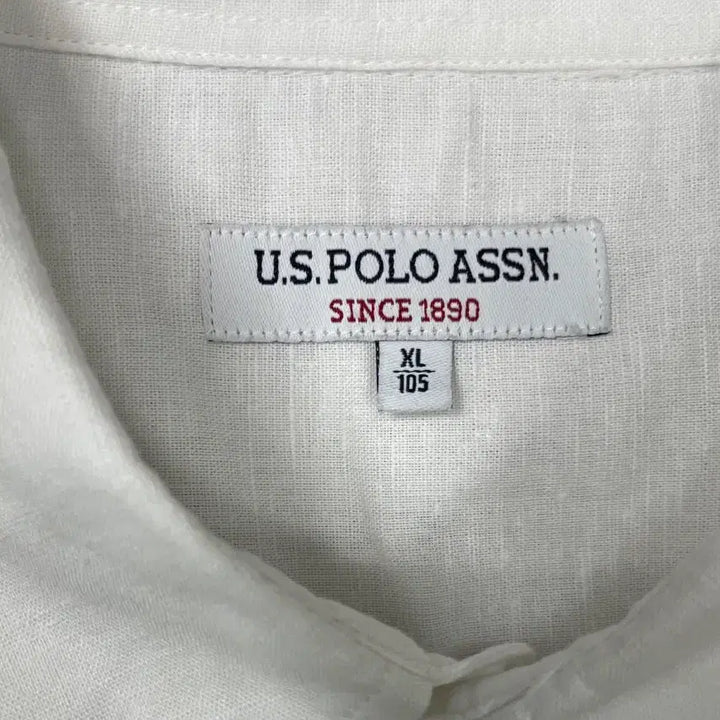 [BUNJANG] U.S. POLO ASSN. White Linen Blend Short Sleeve Shirt / U.S. POLO ASSN. 화이트 린넨 혼방 반팔 셔츠 105
