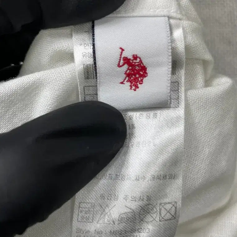 [BUNJANG] U.S. POLO ASSN. White Linen Blend Short Sleeve Shirt / U.S. POLO ASSN. 화이트 린넨 혼방 반팔 셔츠 105
