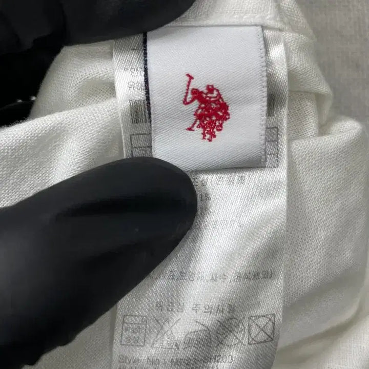 [BUNJANG] U.S. POLO ASSN. White Linen Blend Short Sleeve Shirt / U.S. POLO ASSN. 화이트 린넨 혼방 반팔 셔츠 105