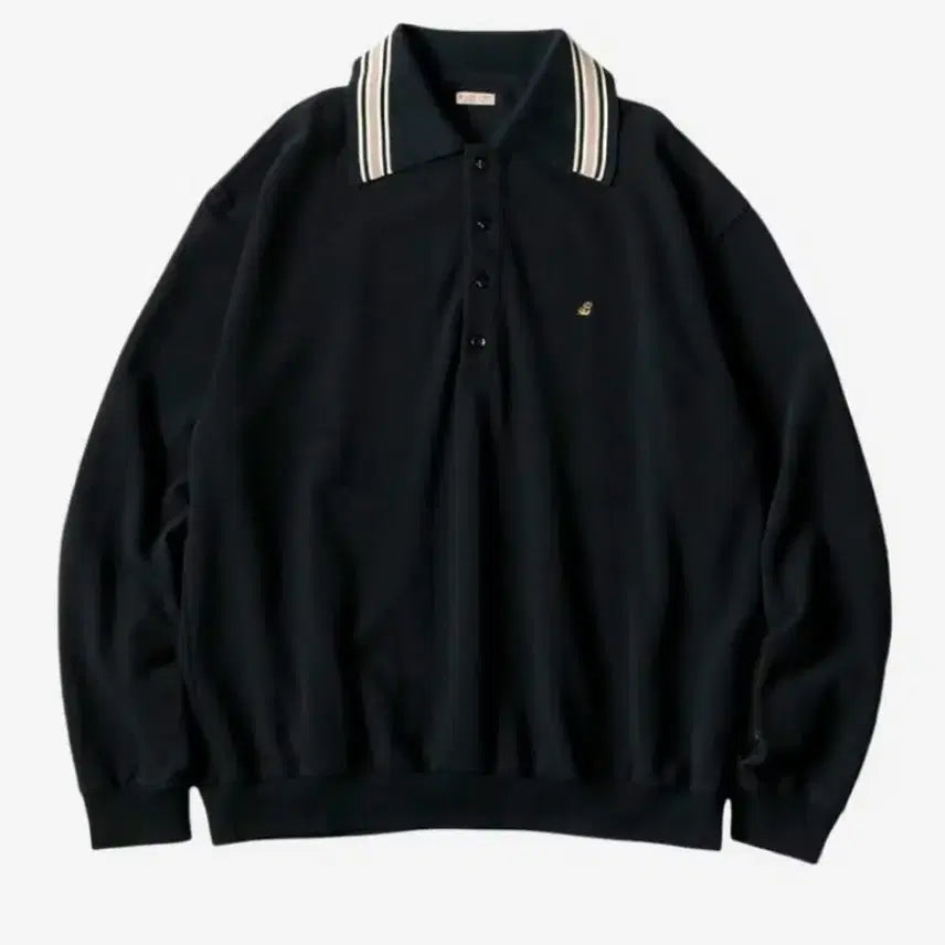 [BUNJANG] Kapital Ranglan Color Retro Polo Black Size 2 / [2] 캐피탈 피케 랑글 컬러 레트로 폴로 블랙