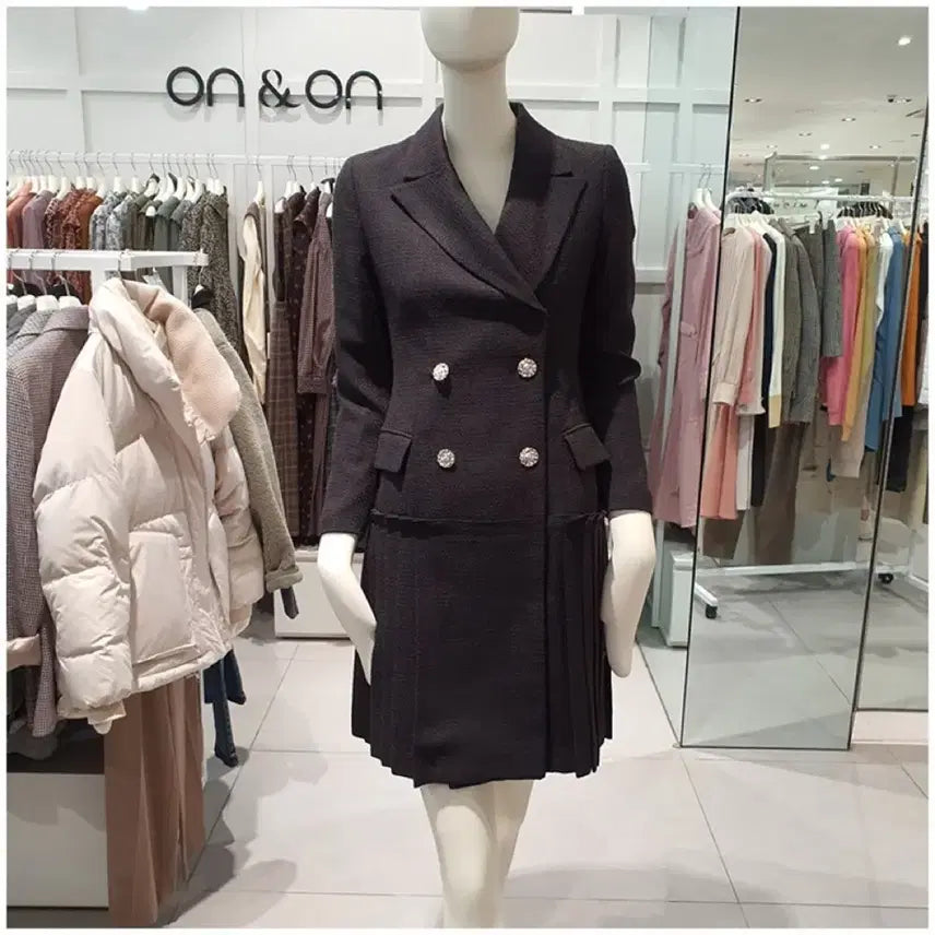 [BUNJANG] ON&amp;ON Double-Button Pleated Skirt Dress / 온앤온 더블버튼 플리츠 스커트 원피스 66