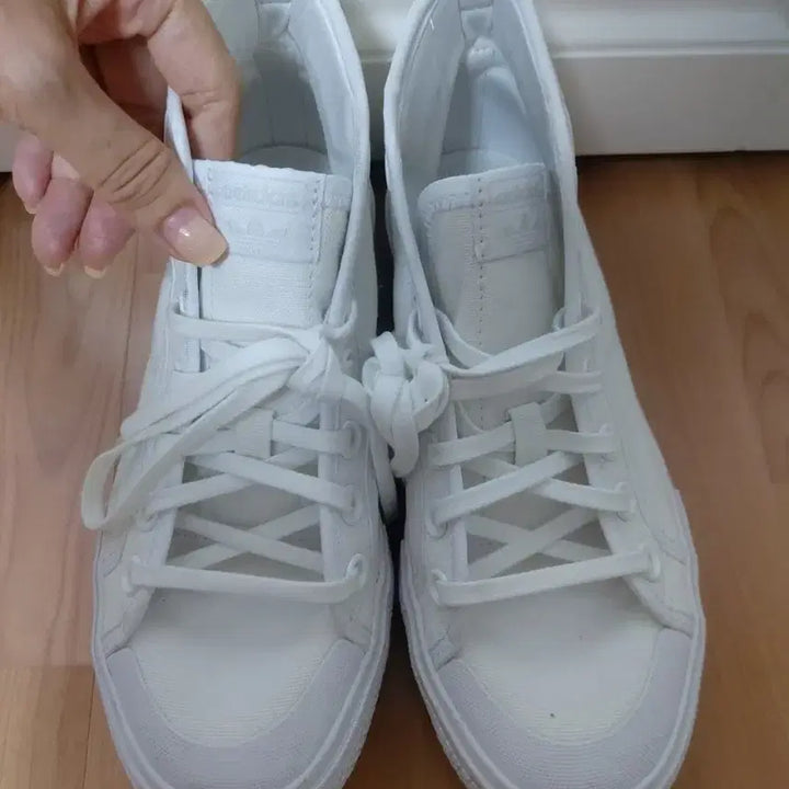 [BUNJANG] Adidas Nizza Trek Canvas Sneakers White 225 / 아디다스 키높이운동화오리지널 니짜 트렉 캔버스 올백 화이트225
