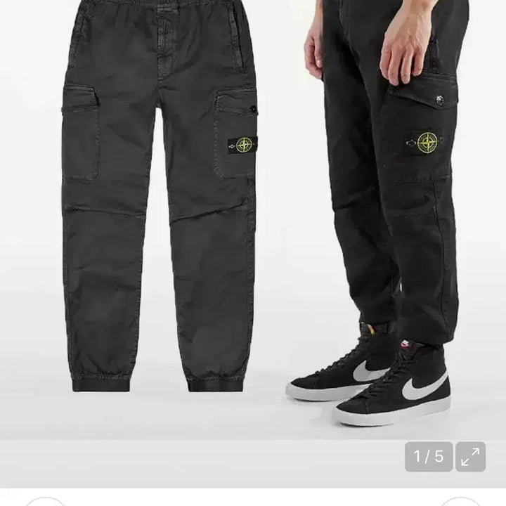 [BUNJANG] Stone Island 20FW Badge Cargo Jogger Pants Black / 스톤아일랜드 카고 조거 팬츠