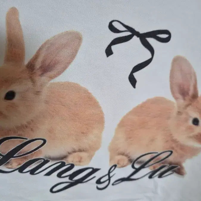 [BUNJANG] Lang&amp;Lu Rabbit Print Short Sleeve T-Shirt / Lang&amp;Lu 토끼 프린팅 반팔 티셔츠