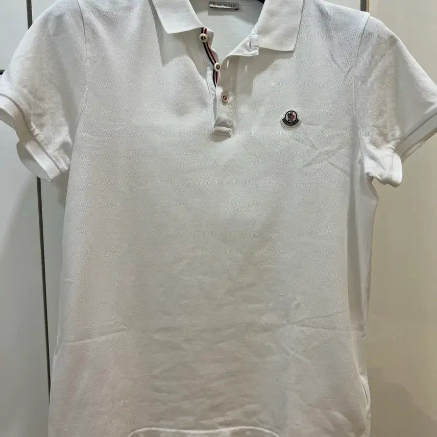 [BUNJANG] Moncler White Short Sleeve Polo Shirt L / 몽클레어 화이트반팔카라티 L