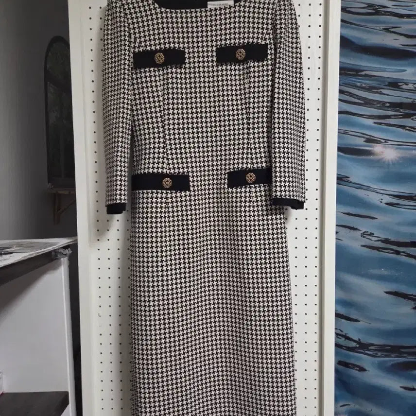 [BUNJANG] Michaa Houndstooth Square Neck Dress / 미샤 michaa 스퀘어넥 하운드투스 원피스 55