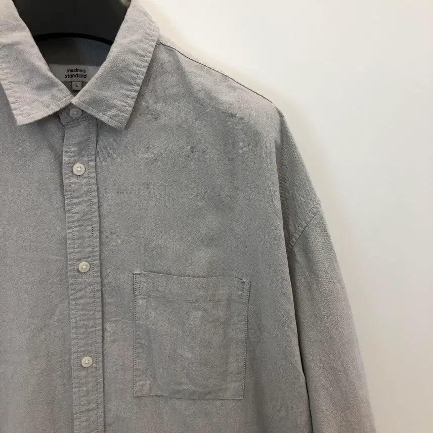 [BUNJANG] Musinsa Standard Oxford Overshirt - Grey - L / 무신사스탠다드 옥스포드 오버셔츠 L 그레이