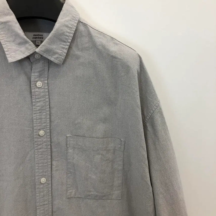 [BUNJANG] Musinsa Standard Oxford Overshirt - Grey - L / 무신사스탠다드 옥스포드 오버셔츠 L 그레이