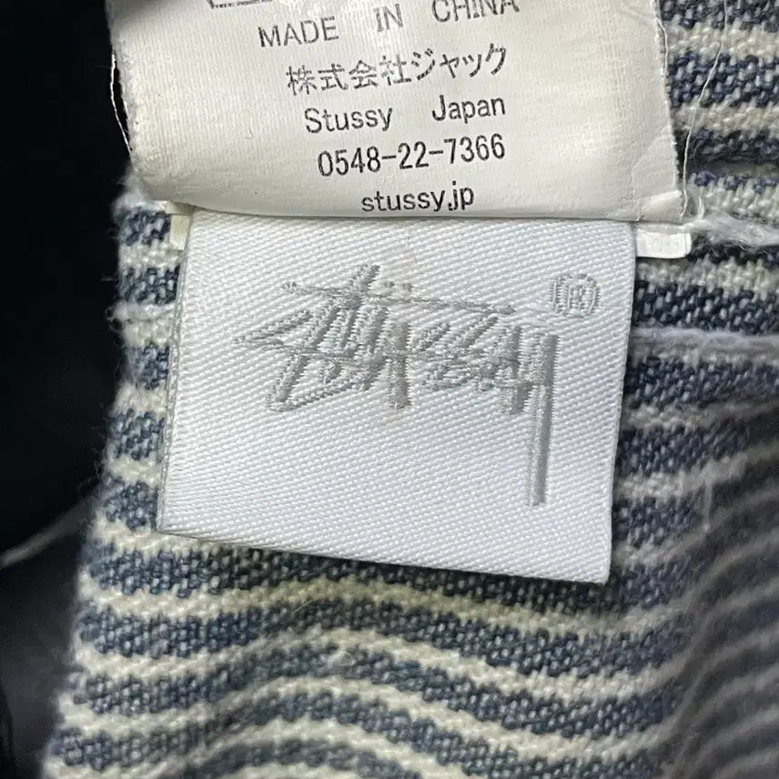 [BUNJANG] Stussy China Collar Striped Denim Shirt / [XL] 스투시 차이나카라 스트라이프 데님 셔츠