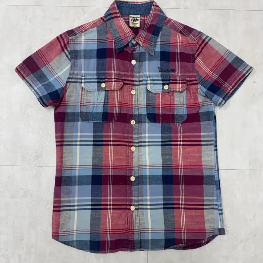 [BUNJANG] Vintage Underwood Slim Fit Check Short Sleeve Shirt / 