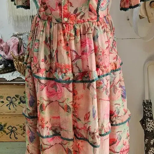 [BUNJANG] Chiffon Ruffle Long Dress (Sizes 44-55) / 캉캉 프릴 쉬폰 롱원피스(44~55)
