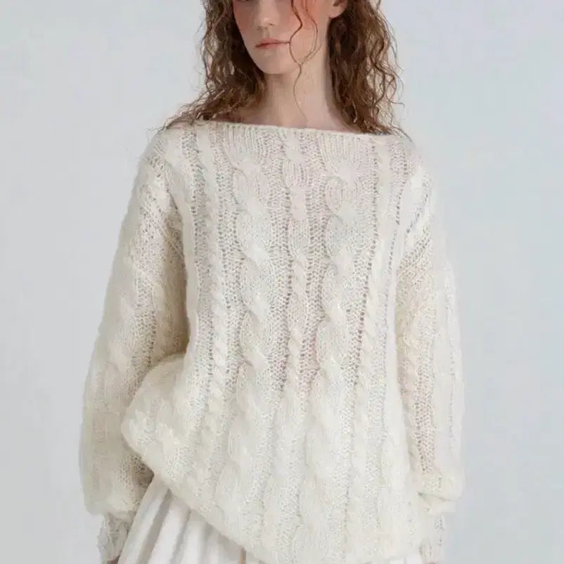 [BUNJANG] Without Summer Cable Knit Ivory / 위드아웃썸머 케이블니트 아이보리
